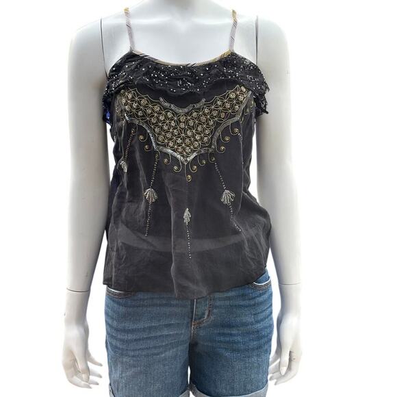 Free People Vintage Embelished Boho Sleeveless Blouse Size XS - Picture 10 of 10